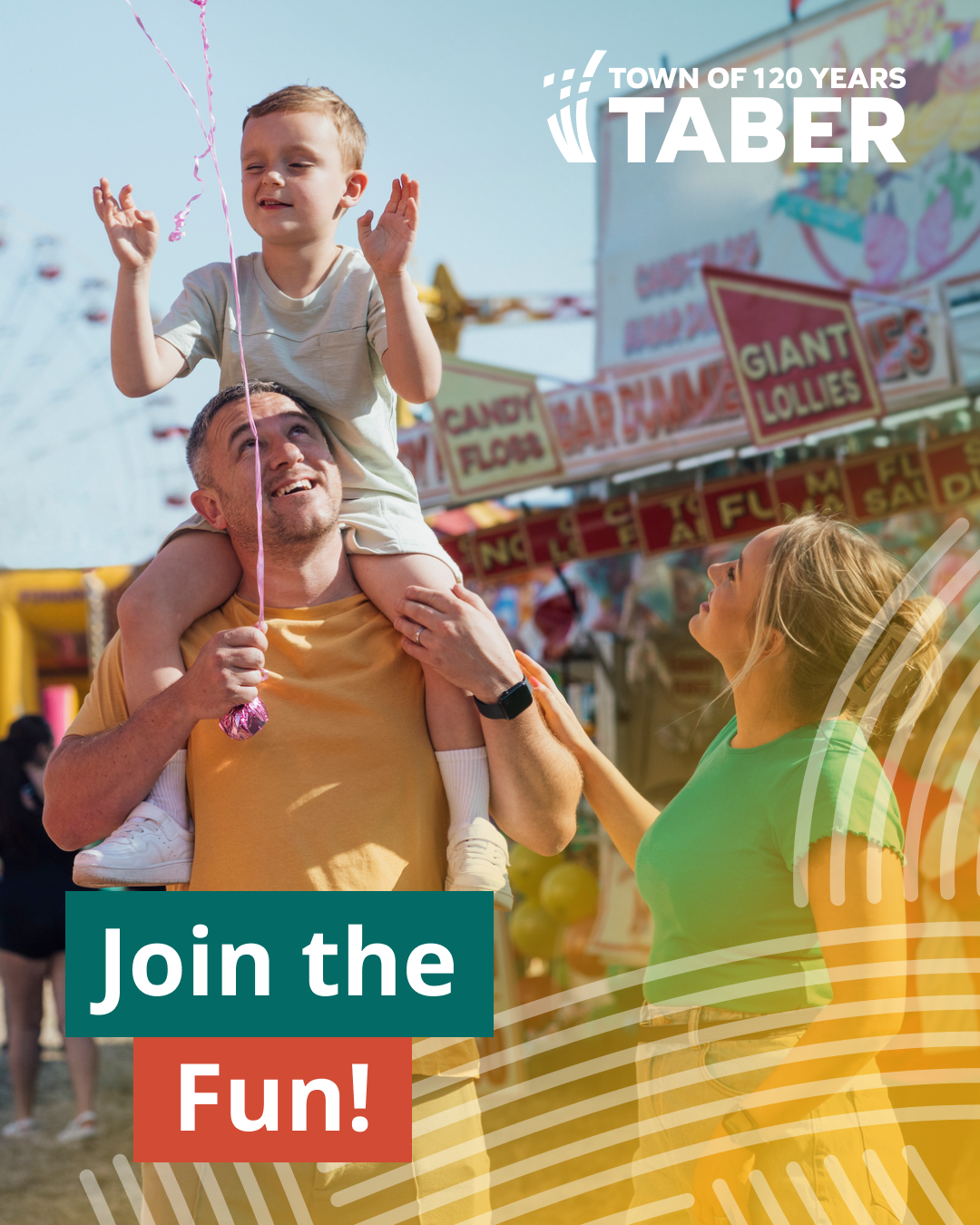 People enjoying various summer activities and events in Taber, including outdoor festivals, community gatherings, and family-friendly fun under sunny skies.