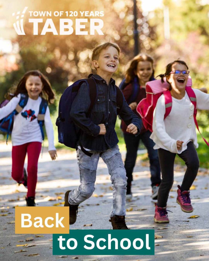 Children are walking happily together, showing that back to school in Taber has already started.