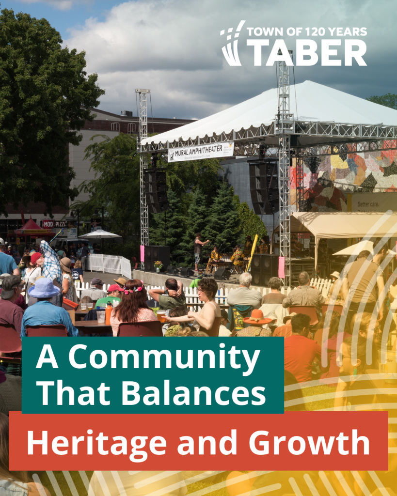 An outdoor community event in the Town of Taber, Alberta, celebrating its 120th anniversary